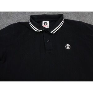 AAPE By A Bathing Ape Shirt Mens M Black Placket Pique Polo Short Sleeve
